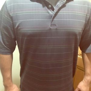 Walter Hagen charcoal stripped golf polo blue size L